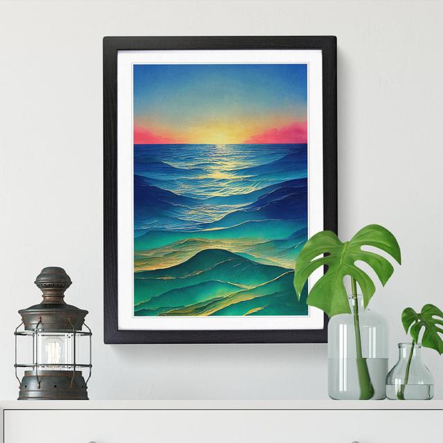 Watercolour Seascape Vol.7 - Print House of Hampton Size: 64cm H x 46cm W x 2cm D, Frame Option: Walnut on Productcaster.