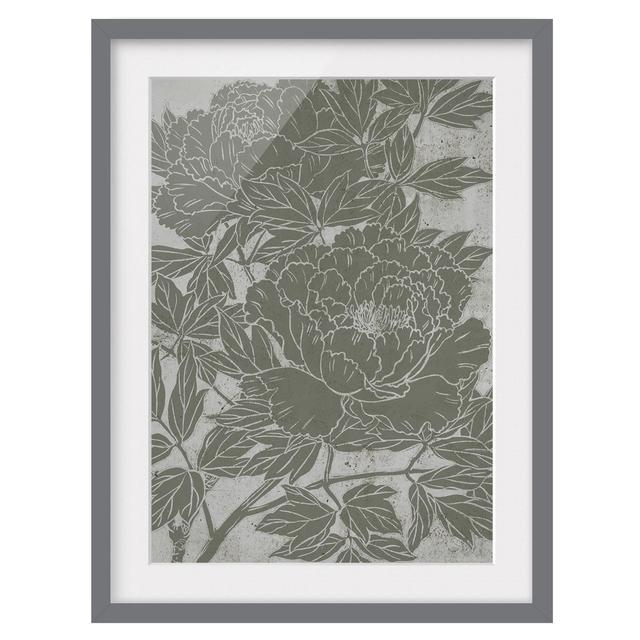 Flowering Peony I - Picture Frame Painting Rosalind Wheeler Size: 100cm H x 70cm W x 2cm D, Frame Option: Grey Framed on Productcaster.