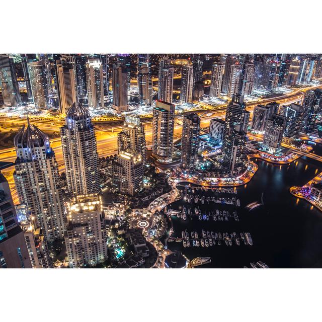 Dubai Marina at Night by Ashtraus - Wrapped Canvas Photograph 17 Stories Size: 81cm H x 122cm W on Productcaster.