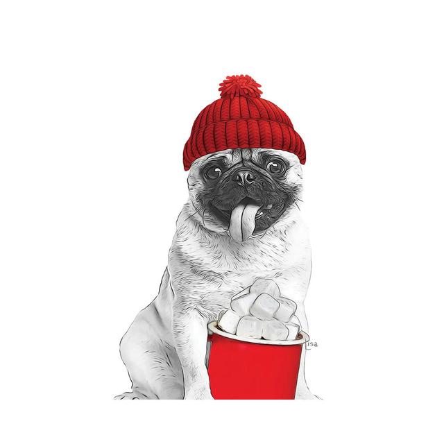 Christmas Pug With Glasses And Hat - Wrapped Canvas Gallery-Wrapped Canvas Giclée The Seasonal Aisle Size: 45.72cm H x 30.48cm W x 1.91cm D on Productcaster.