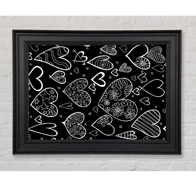 Hearts White On Black - Print Rosalind Wheeler Size: 84.1cm H x 142.2cm W x 8cm D on Productcaster.