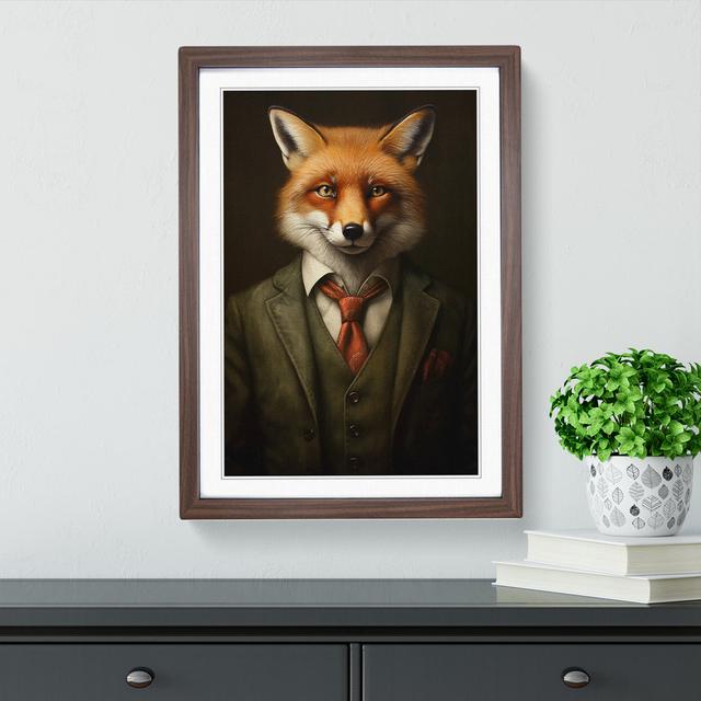 Fox in a Suit Painting No.3 Happy Larry Format: Walnut Framed, Size: 34cm H x 25cm W on Productcaster.