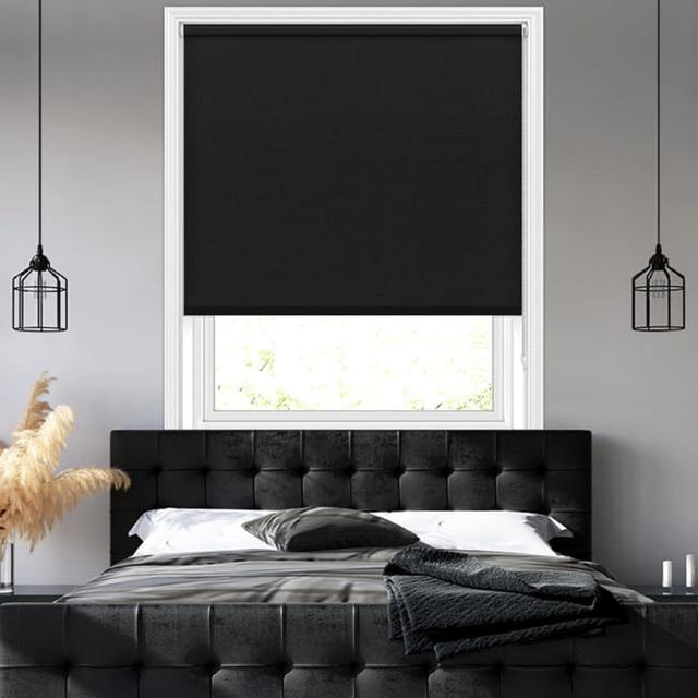 Indoor blackout Trimmable roller blind Symple Stuff Size: 165cm L x 210cm W, Finish: Black on Productcaster.