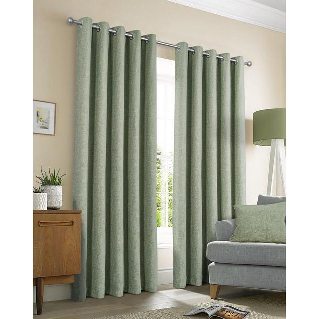 Randalynn Polyester Ight Filtering Grommet / Eyelet Curtain Pair 17 Stories Curtain Colour: Green, Panel Size: 90" W x 183" L on Productcaster.