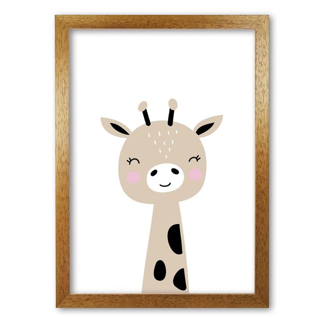 Scandi Brown Giraffe - Print East Urban Home Size: 60 cm H x 42 cm W x 5 cm D, Format: Honey Oak Frame on Productcaster.