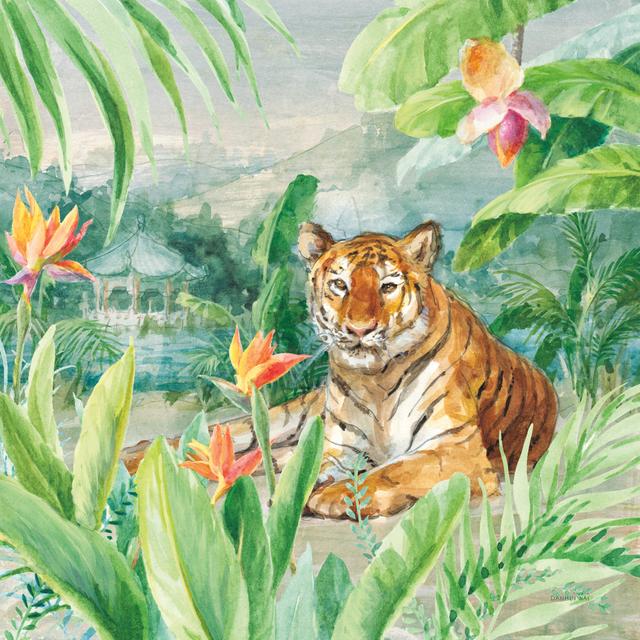 Lounging Tiger by Danhui Nai - Wrapped Canvas Painting 17 Stories Size: 30cm H x 30cm W x 3.8cm D on Productcaster.