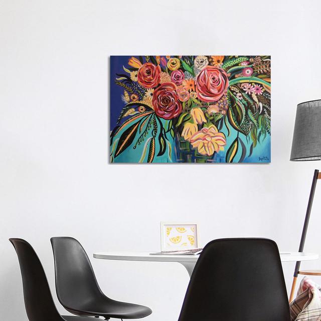 Flower Burst by Amita Dand - Wrapped Canvas Painting Rosalind Wheeler Size: 66.04cm H x 101.6cm W x 1.905cm D on Productcaster.