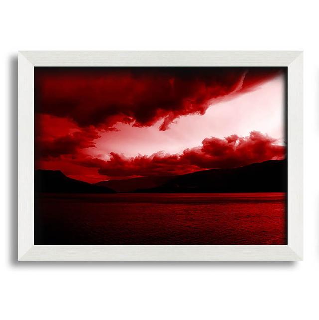 Red Tempest Sky Framed Print Wall Art Latitude Run Size: 21cm H x 29.7cm W x 10cm D on Productcaster.