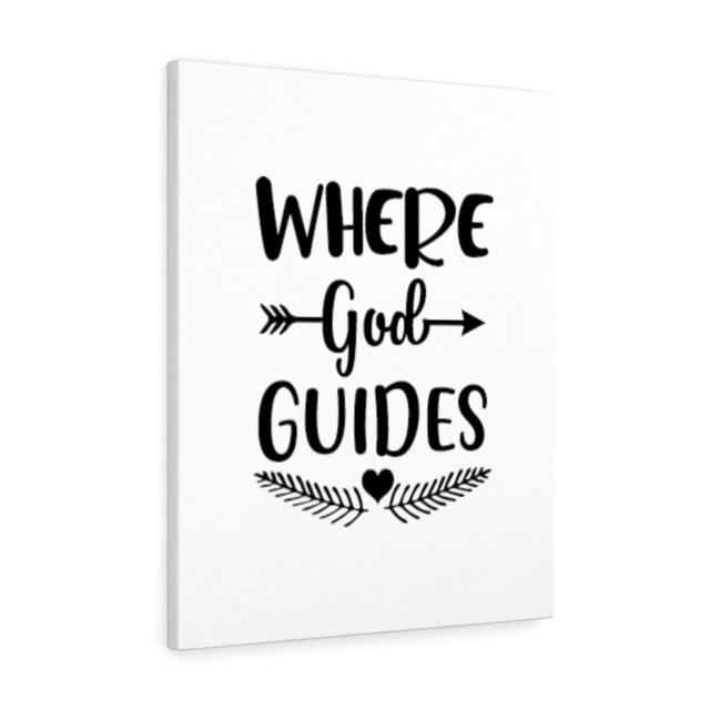 Where God Guides - Wrapped Canvas Typography Blue Elephant Size: 76cm H x 61cm W on Productcaster.