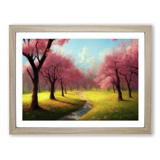 XH1022-9675X Virtuous Spring Forest - Single Picture Frame Print Marlow Home Co. Size: 34cm H x 46cm W, Frame Colour: Oak on Productcaster.