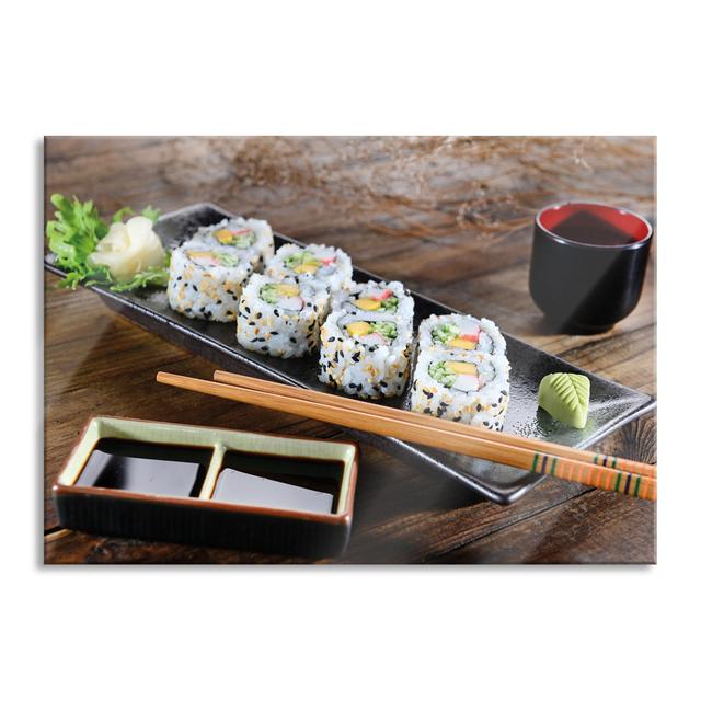 Glass picture | Mural on real glass Delicate Inside Out sushi rolls including suspension and spacers s2147 Brayden Studio Size: 60cm H x 80cm W on Productcaster.