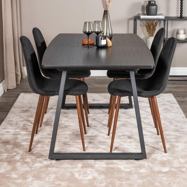 Nevis Butterfly Leaf Dining Set 17 Stories Colour (Chair): Black/Walnut on Productcaster.