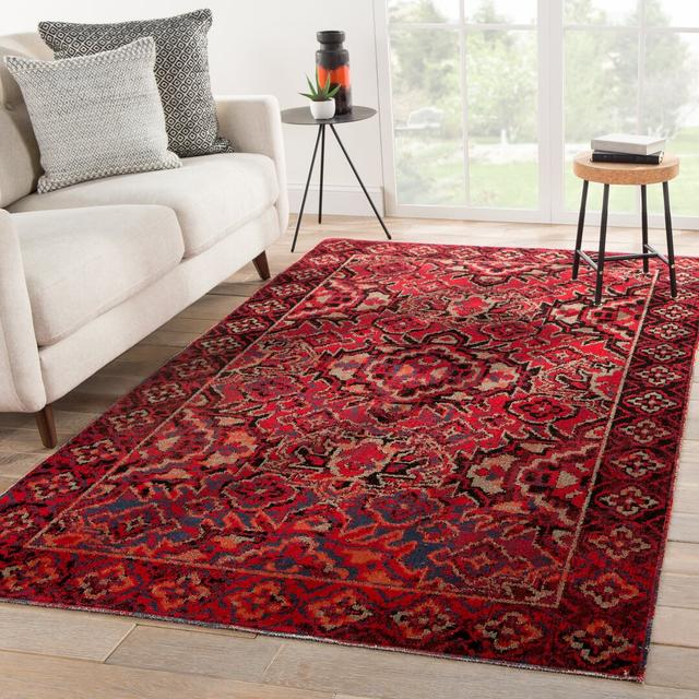 Jamil Red Rug Blue Elephant Rug Size: Rectangle 229 x 290cm on Productcaster.