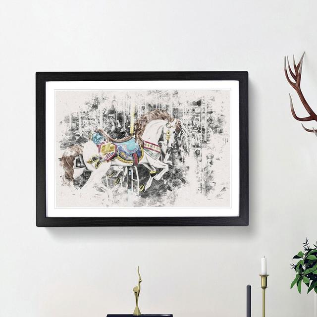 Carousel Horse - Picture Frame Painting Print East Urban Home Frame Option: Black Framed, Size: 40cm H x 60cm W x 2cm D on Productcaster.