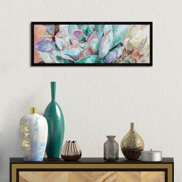 Desert Flower On Terra Cotta by Patricia Pinto - Floater Frame Panoramic Gallery-Wrapped Canvas Giclée on Canvas Lark Manor Frame Colour: Black, Size: on Productcaster.