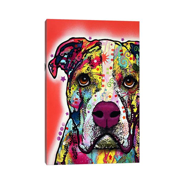 American Bulldog by Dean Russo - Wrapped Canvas Painting Marlow Home Co. Size: 30.48cm H x 20.32cm W x 1.905cm D on Productcaster.