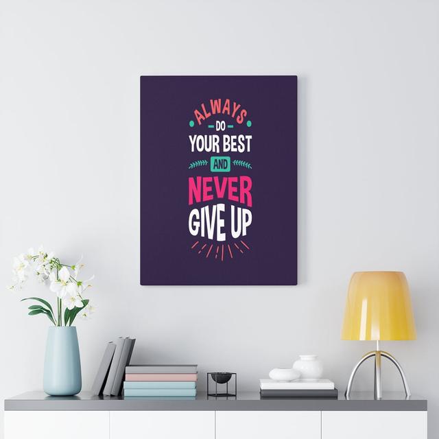 Always Do Your Best - Wrapped Canvas Typography Blue Elephant on Productcaster.