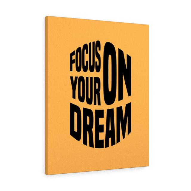 Focus on Your Dream - Wrapped Canvas Typography Blue Elephant on Productcaster.