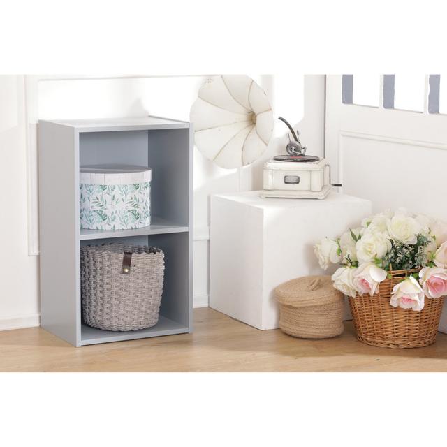 2 Tier Bookcase Cube Wooden Bookshelf 17 Stories Colour: Grey on Productcaster.