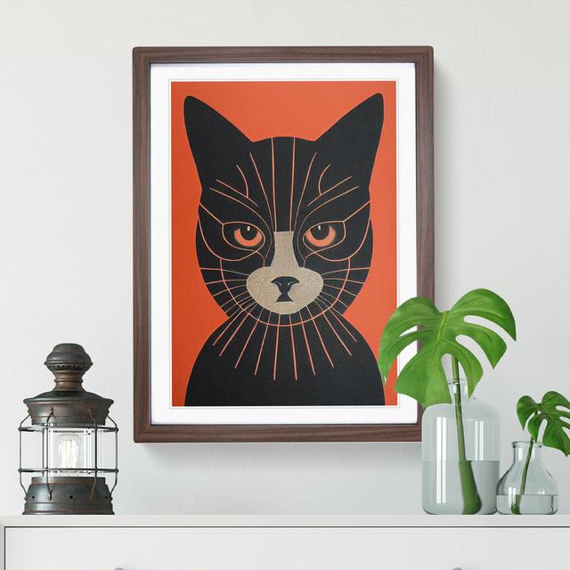 Mesmerising Cat Abstract - Picture Frame Graphic Art ClassicLiving Size: 64cm H x 46cm W, Frame Colour: Brown on Productcaster.