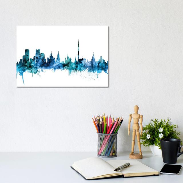 Moscow, Russia Skyline by Michael Tompsett - Wrapped Canvas Gallery-Wrapped Canvas Giclée Latitude Run Size: 20.32cm H x 30.48cm W x 1.91cm D on Productcaster.