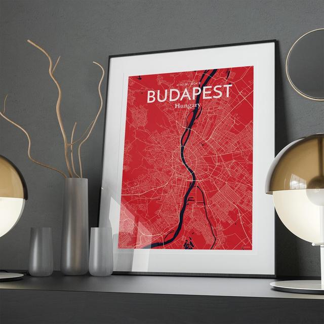 Budapest City Map in Nautical - Unframed Graphic Art Borough Wharf Size: 27.6cm H x 19.7cm W x 0.05cm D on Productcaster.