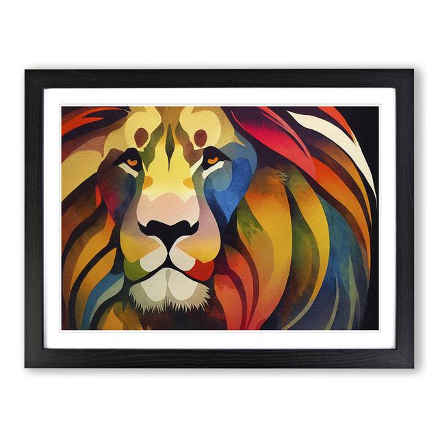 Lion Watercolour Vol.1 Abstract - Picture Frame Graphic Art Latitude Vive Size: 34cm H x 46cm W x 2cm D, Frame Colour: Black on Productcaster.