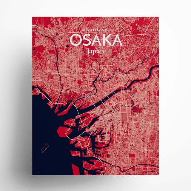 Osaka City Map in Nautical - Unframed Graphic Art Borough Wharf Size: 20cm H x 16cm W x 0.05cm D on Productcaster.