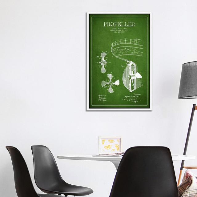 Propeller Green Patent Blueprint by Aged Pixel - Gallery-Wrapped Canvas Giclée on Canvas Williston Forge Format: White Floater Frame, Size: 101.6cm H on Productcaster.