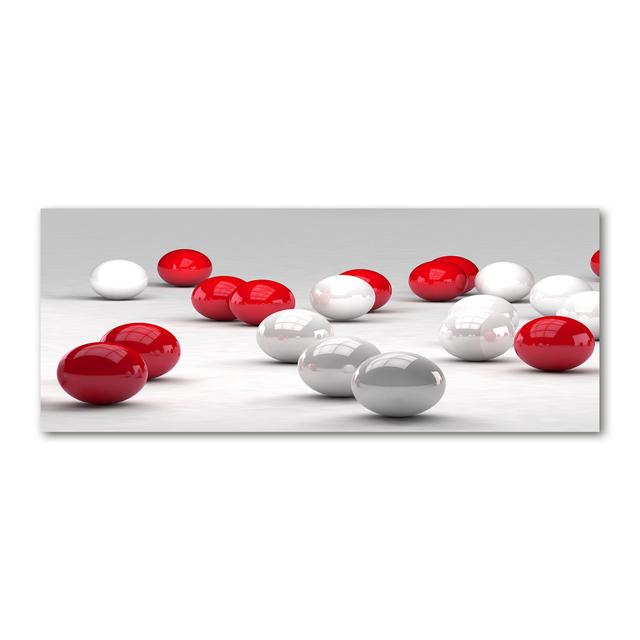 Glasbild Red And White Balls Ebern Designs Größe: 70 cm H x 100 cm B x 4 cm T, Format: Glas on Productcaster.