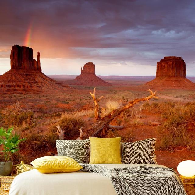 Monument Valley at Sunset 2.4m x 2.4m Textured Matte Peel & Stick Wall Mural East Urban Home on Productcaster.