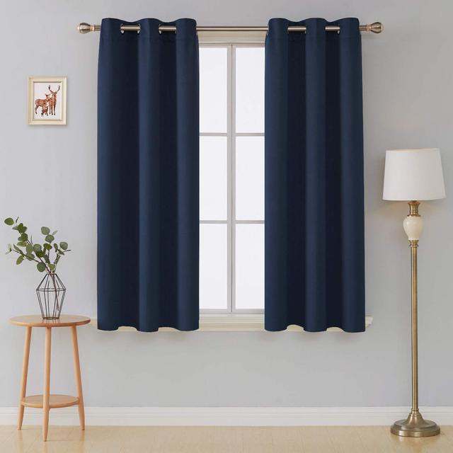 Jeffro Pair Eyelet Blackout Curtains 17 Stories Curtain Colour: Navy Blue, Panel Size: 167.64cm Width x 137.16cm Drop on Productcaster.