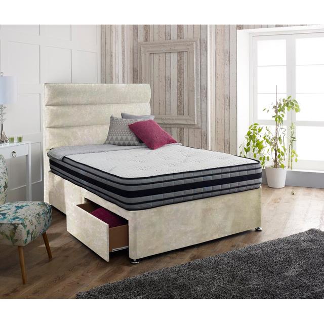 Hyde Divan Bed Set Rosdorf Park Size: Super King (6'), Storage Type: 2 Drawers, Colour: Champagne on Productcaster.