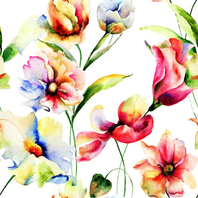 Leyhill Spring Flowers by Ateli - Unframed Painting on Canvas ClassicLiving Size: 91cm H x 91cm W x 3.8cm D on Productcaster.