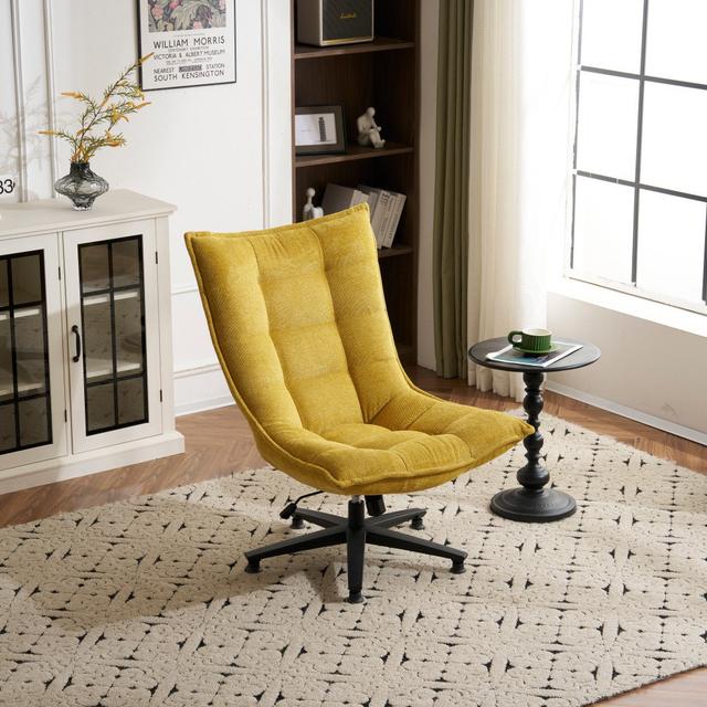 Kanauga Upholstered Swivel Accent Chair George Oliver Upholstery Colour: Yellow on Productcaster.