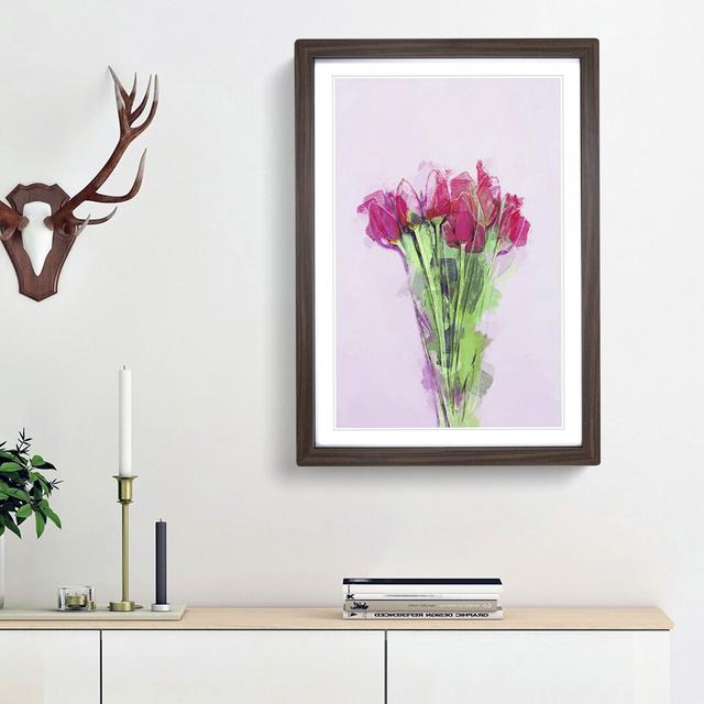 A Bunch of Pink Tulips in Abstract - Picture Frame Graphic Art Print East Urban Home Frame Option: Walnut Framed, Size: 36cm H x 27cm W x 2cm D on Productcaster.