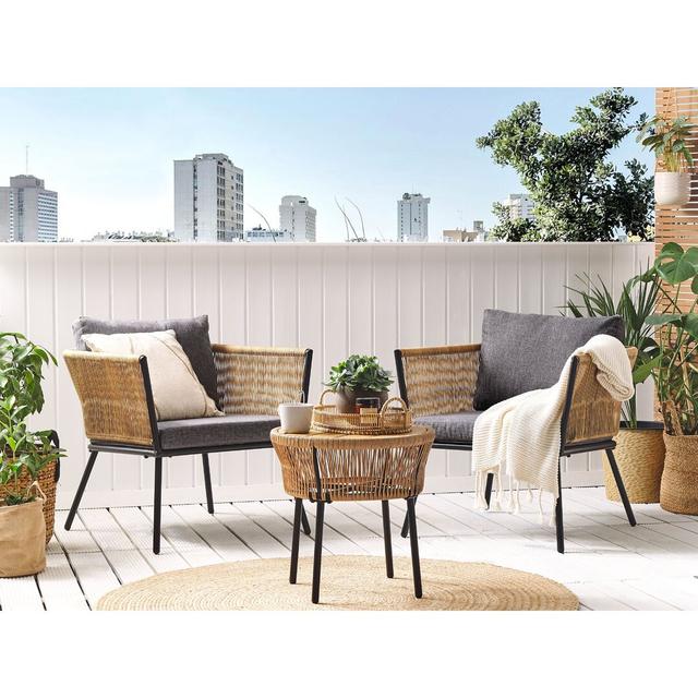 Fallow Rattan 2 - Person Seating Group with Cushions 17 Stories Colour: Natural/Grey on Productcaster.