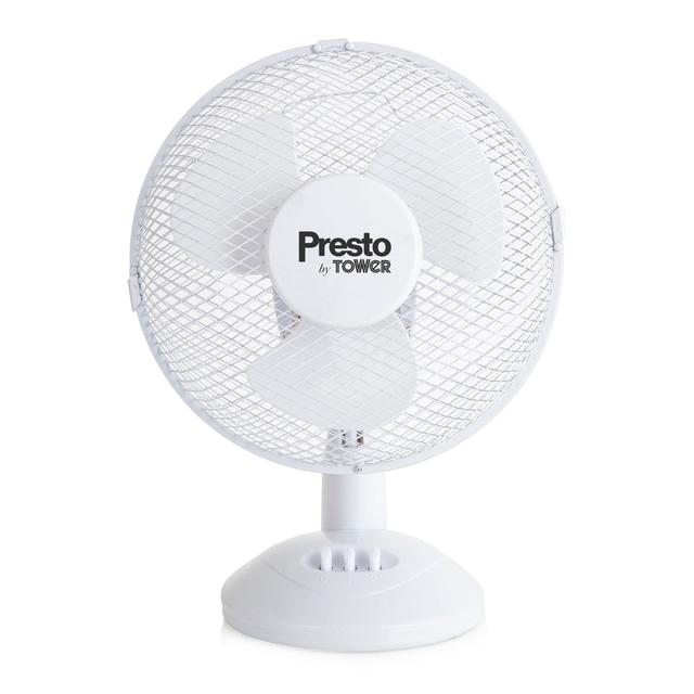 Presto by Tower 9 Inch Desk Fan with 2 Speeds, Rotary Oscillation, 20W Tower on Productcaster.