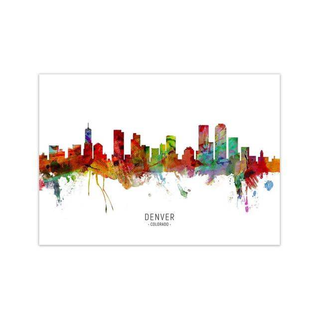 Denver Colorado Skyline by Michael Tompsett - Print Ebern Designs Size: 42cm H x 59cm W x 1cm D, Format: Unframed on Productcaster.