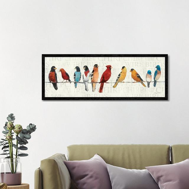 The Usual Suspects - Birds On A Wire by Avery Tillmon - Wrapped Canvas Panoramic Painting August Grove Format: Black, Size: 60.96cm H x 182.88cm W x 3 on Productcaster.