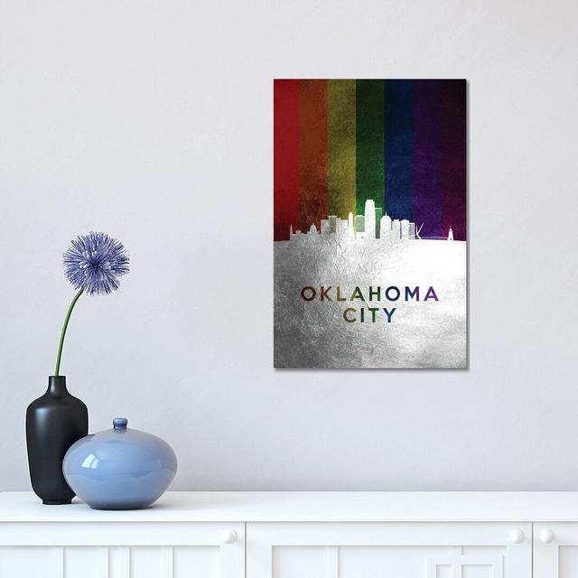 Oklahoma City Spectrum Skyline by Adrian Baldovino - Wrapped Canvas Graphic Art Happy Larry Size: 45.72cm H x 30.48cm W x 1.91cm D on Productcaster.