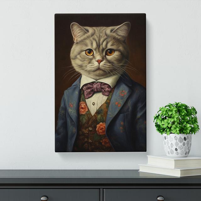 Cat in a Suit Painting No.3 Happy Larry Size: 76cm H x 50cm W x 3cm D on Productcaster.