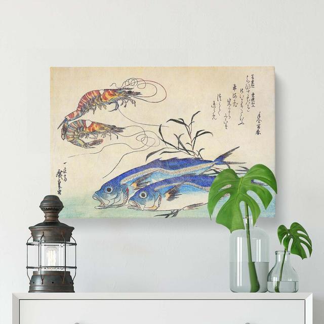 Mackerel & Prawns by Utagawa Hiroshige - Wrapped Canvas Print East Urban Home Size: 40cm H x 60cm W x 3cm D on Productcaster.