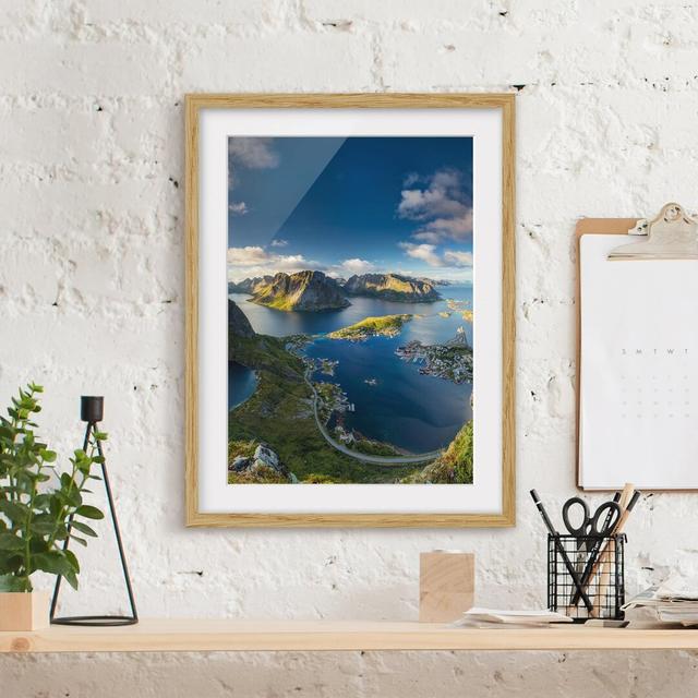 Gerahmter Fotodruck Fjord View in Reinebringen East Urban Home Größe: 70 cm H x 50 cm B x 2 cm T, Rahmenoptionen: Naturbelassenes Eiche on Productcaster.