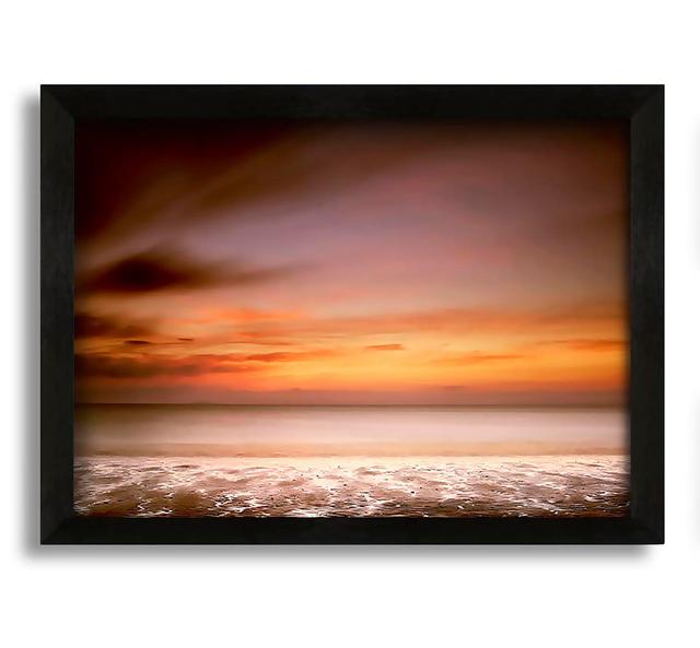 Ocean Calm Sunset Framed Print Highland Dunes Size: 60cm H x 84cm W x 10cm D on Productcaster.