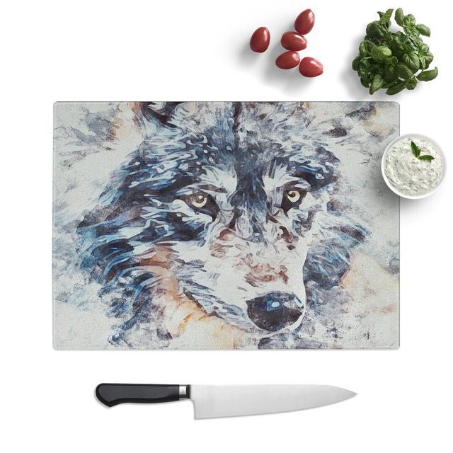 Tempered Glass the Eyes of a Wolf Chopping Board East Urban Home Size: 28.5 cm x 39 cm on Productcaster.