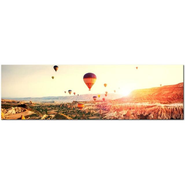 Balloon Rides - Panoramic Photograph Print on Canvas East Urban Home Size: 50cm H x 150cm W x 2cm D on Productcaster.