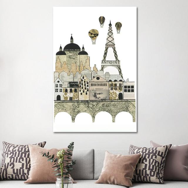 Paris by Paper Cutz - Wrapped Canvas Art Prints Rosalind Wheeler Size: 152.4cm H x 101.6cm W x 3.81cm D on Productcaster.