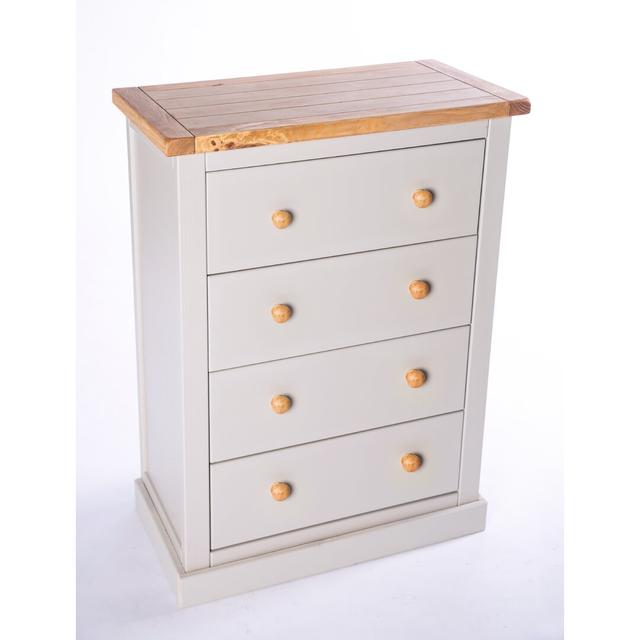 Emond 4 Drawer 70"W Chest Brambly Cottage Base Colour: Grey/White, Knob Colour: Wood on Productcaster.