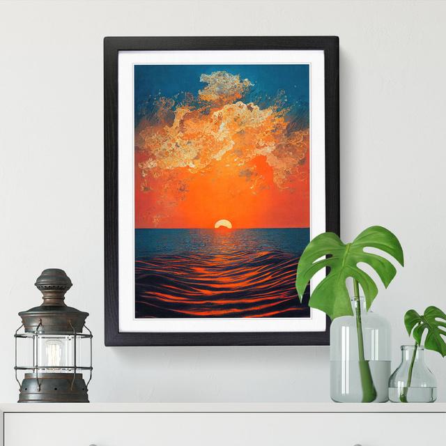 Japanese Sunset Painted - Picture Frame Graphic Art House of Hampton Frame Option: Black, Size: 64" H x 46" W on Productcaster.